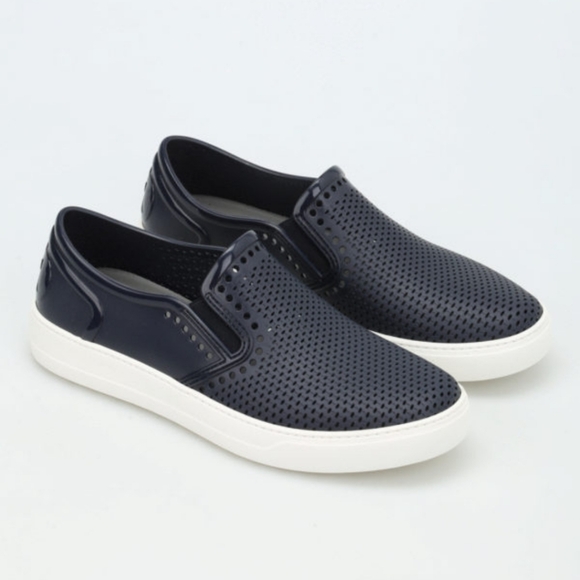 Salvatore Ferragamo 'Perforated Fury' Blue Rubber Boat Shoes Size US 9 - Picture 1 of 15